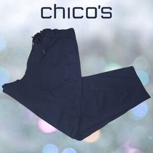 Chico's Zenergy Pull On UPF Lightweight Tapered Nylon Spandex Pants Navy 3 US 12